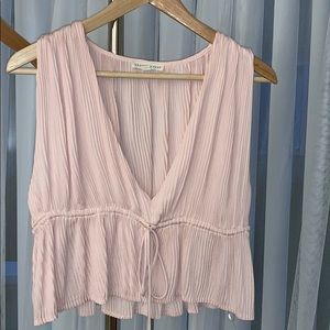 Blush deep v neck blouse